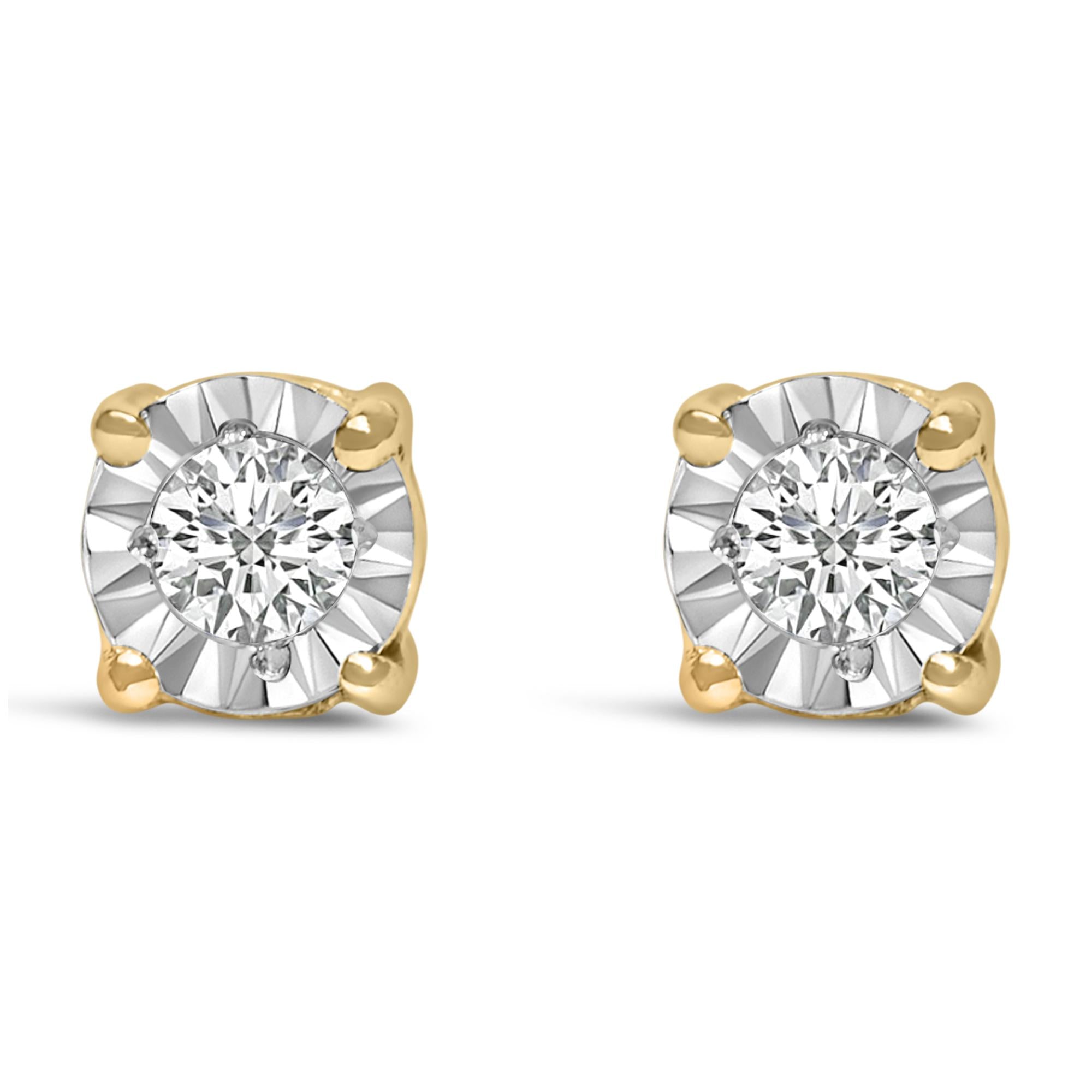 .925 Sterling Silver 1/10 Cttw Round Brilliant-Cut Lab Grown Diamond Miracle-Set Stud Earrings (F-G Color, VS1-VS2 Clari