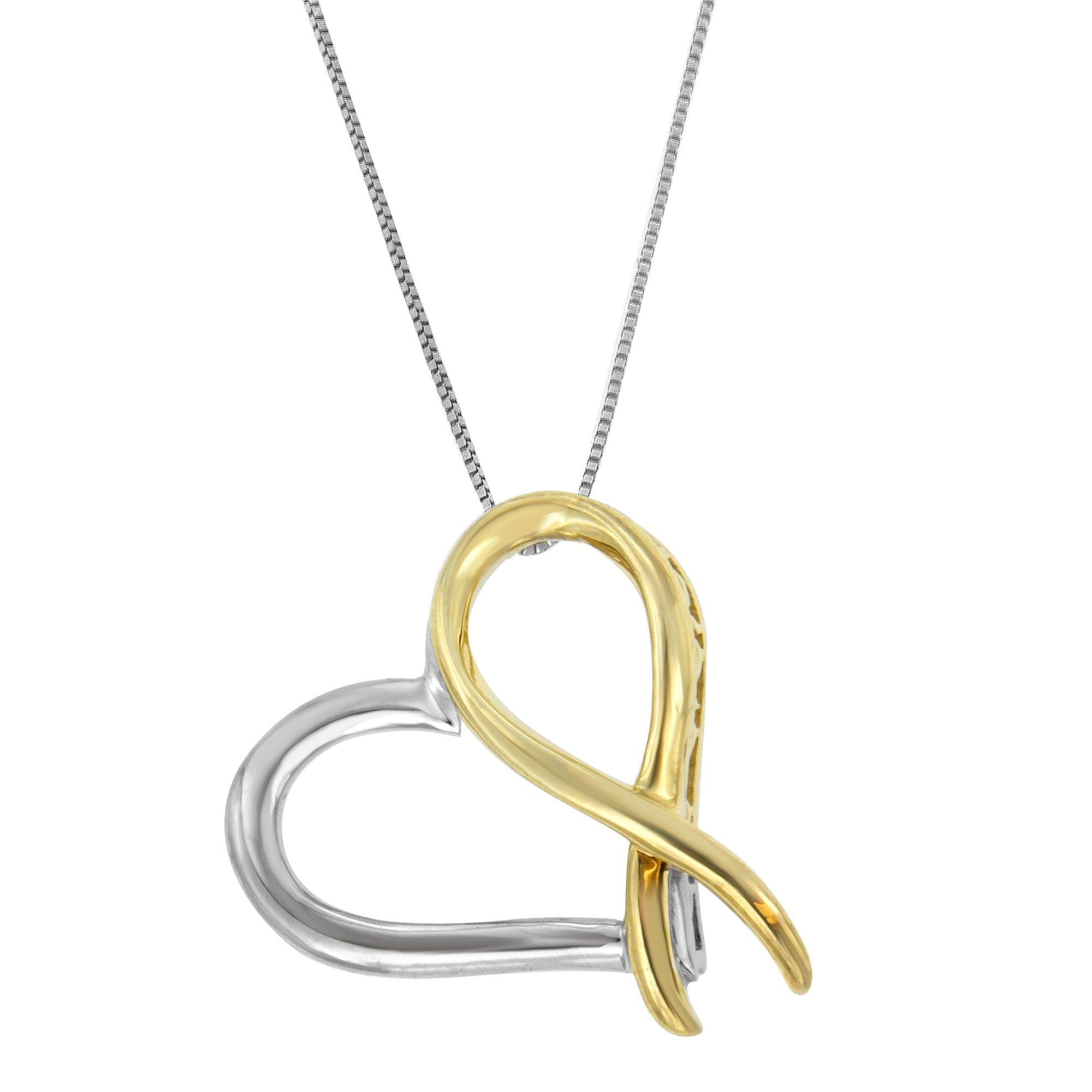 Two-Tone .925 Sterling Silver Heart-Shaped Pendant Necklace