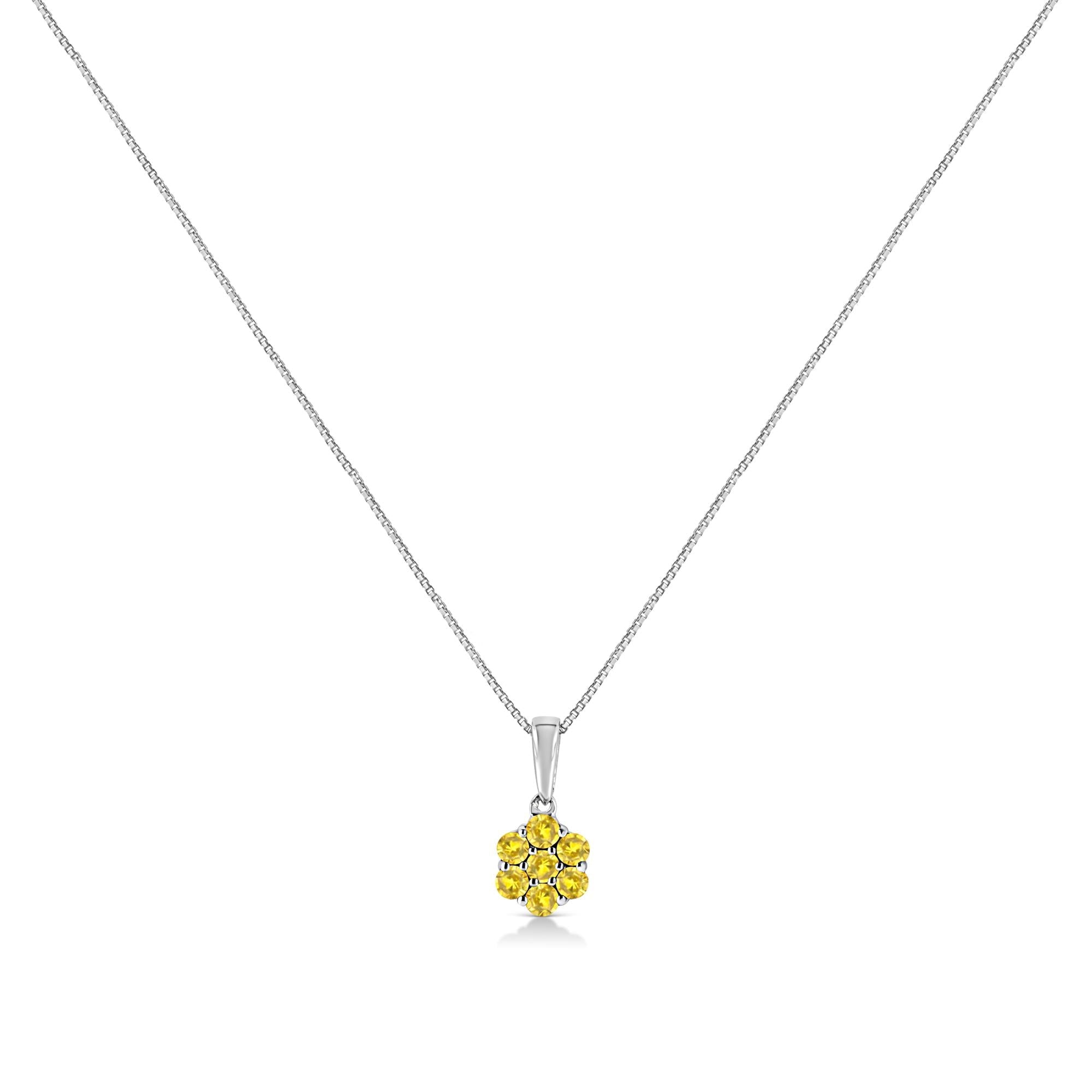 Diamond Floral Cluster Necklace in Sterling Silver (1/2 Cttw, 18”)