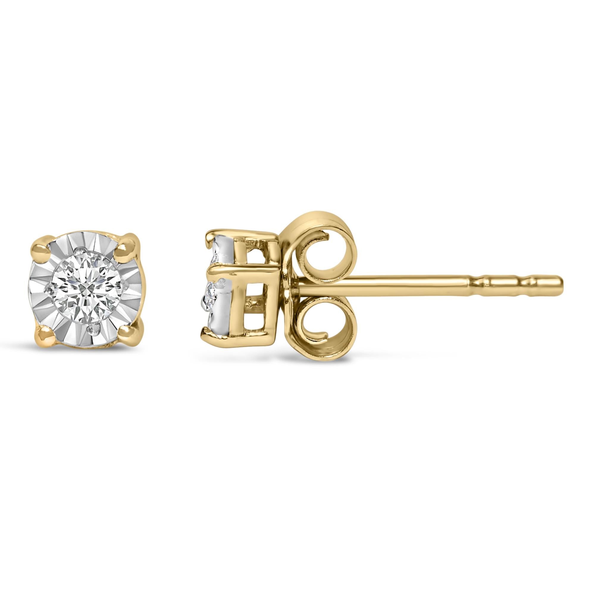 .925 Sterling Silver 1/10 Cttw Round Brilliant-Cut Lab Grown Diamond Miracle-Set Stud Earrings (F-G Color, VS1-VS2 Clari