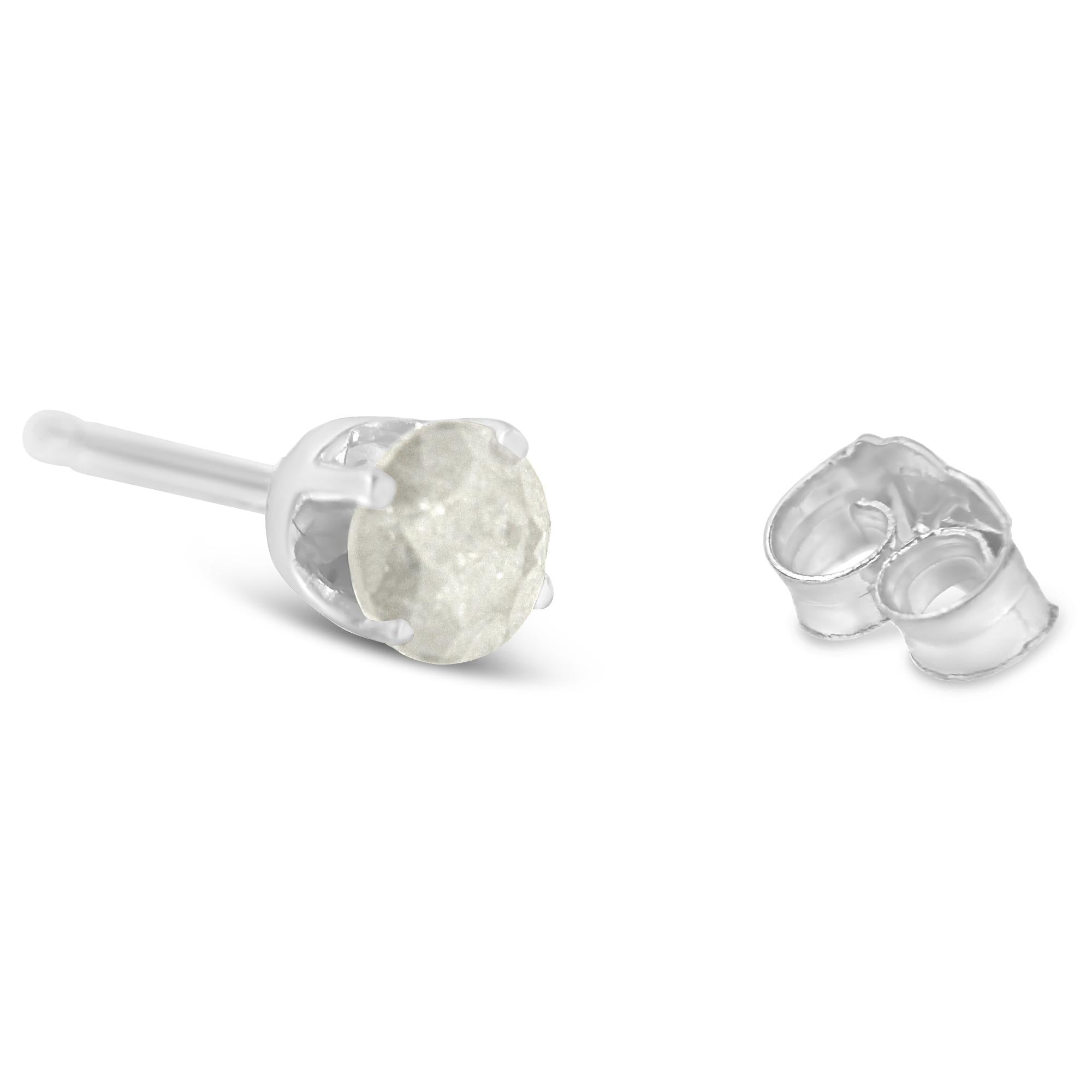 .925 Sterling Silver 4-Prong Round-Cut "Salt and Pepper" Diamond Classic Stud Earrings (I-J Color, I3 Clarity)