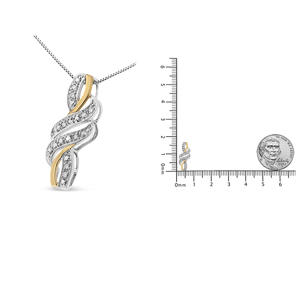 10K Yellow Gold Plated .925 Sterling Silver 1/20 Cttw Round Cut Diamond Swirl Pendant Necklace (H-I Color, I2-I3 Clarity
