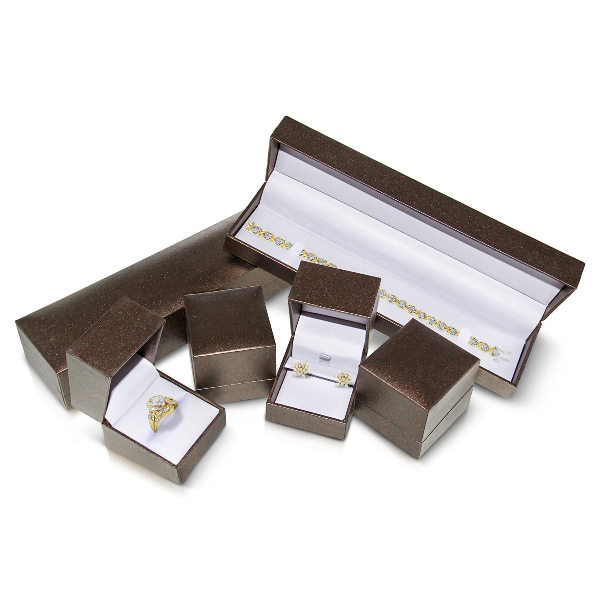 14K Yellow Gold Plated .925 Sterling Silver 1/2 Cttw Channel Set Round Champagne Diamond 11 Stone Band Ring (K-L Color,