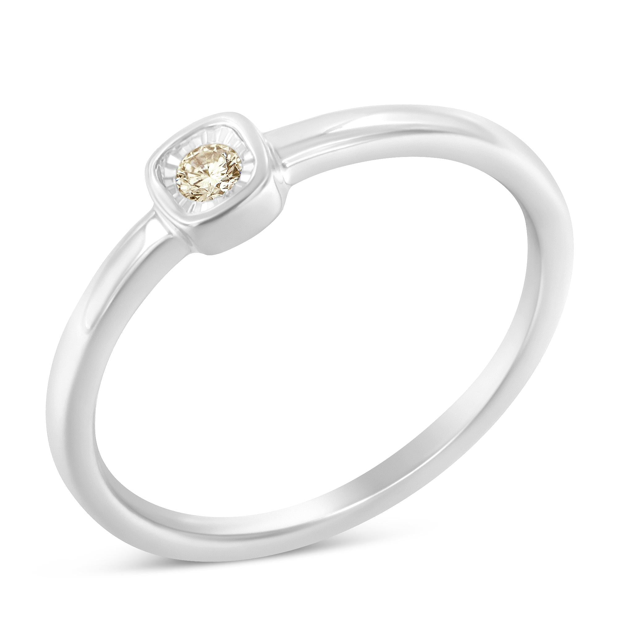 .925 Sterling Silver 1/20 Carat Diamond Square Cushion-Shaped Miracle Set Petite Fashion Promise Ring (J-K Color, I1-I2