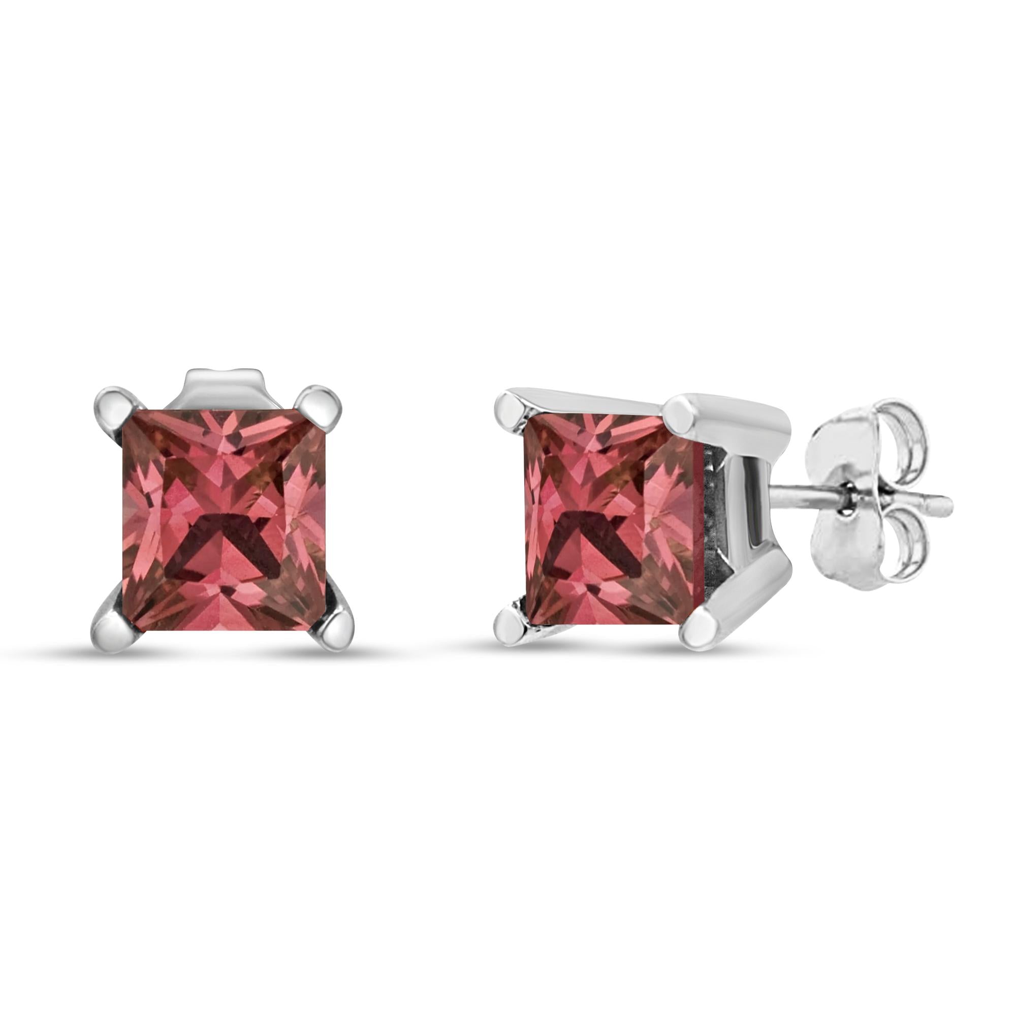 14K White Gold Lab-Grown Pink Princess Diamond Stud Earrings (VS2-SI1)