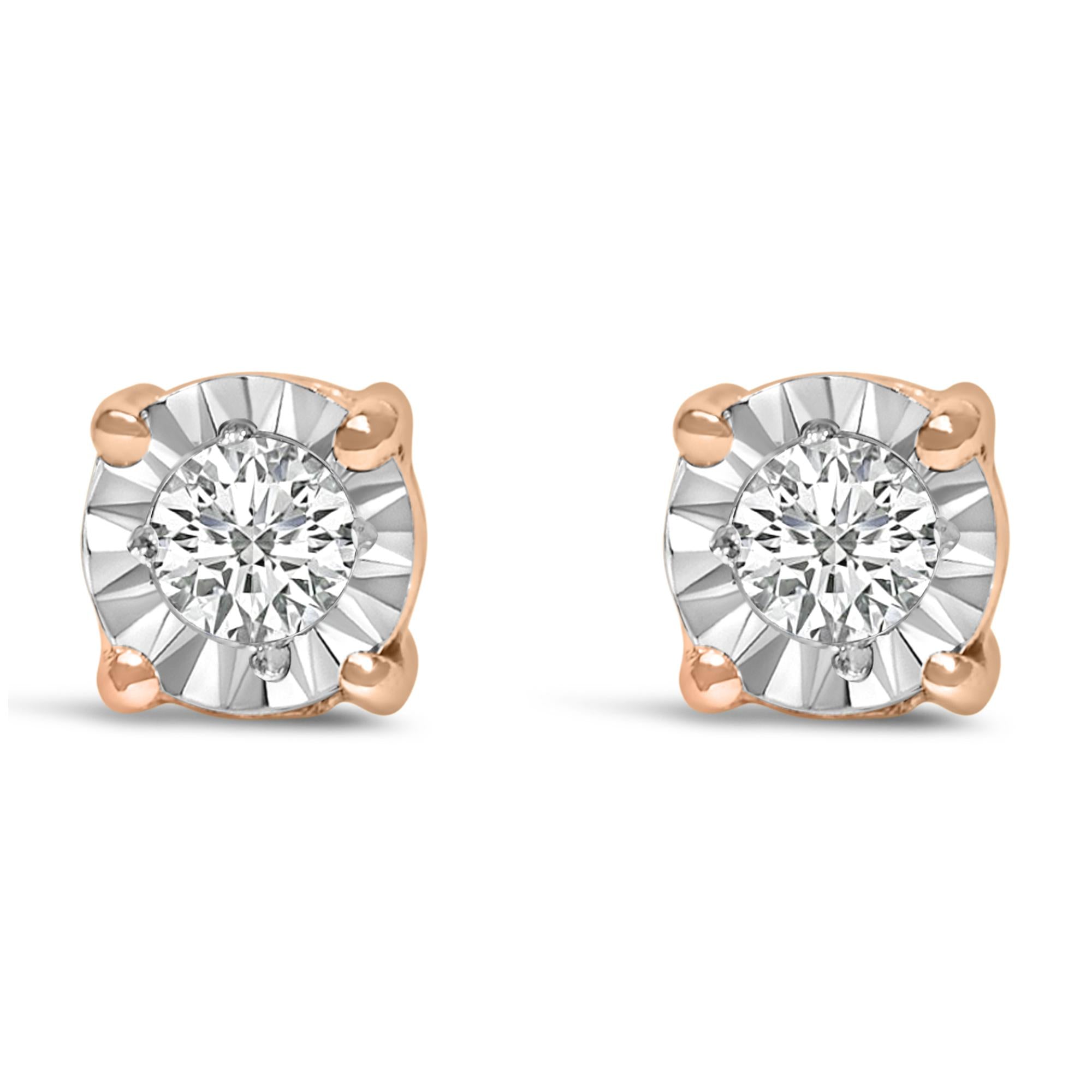.925 Sterling Silver 1/10 Cttw Round Brilliant-Cut Lab Grown Diamond Miracle-Set Stud Earrings (F-G Color, VS1-VS2 Clari