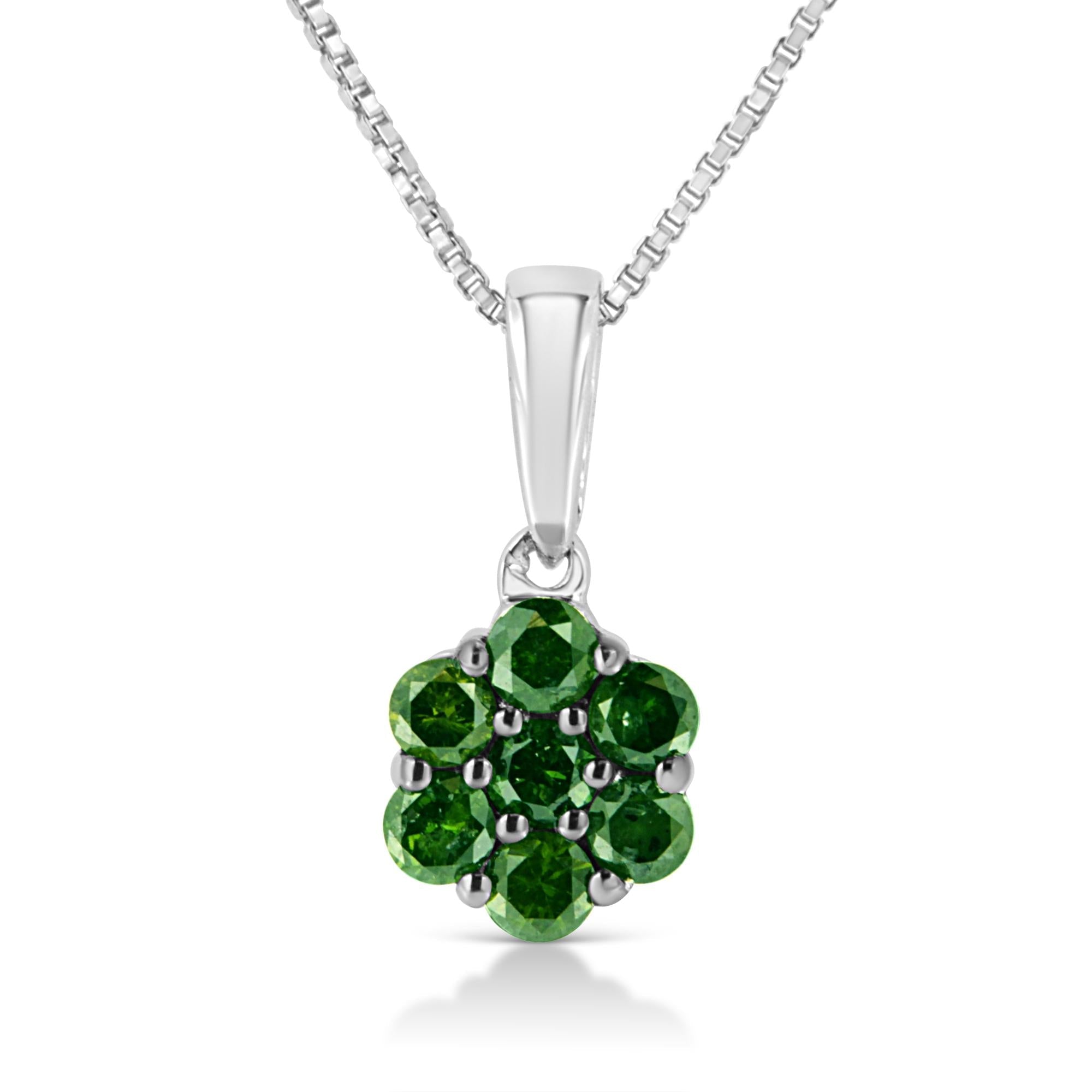 Diamond Floral Cluster Necklace in Sterling Silver (1/2 Cttw, 18”)
