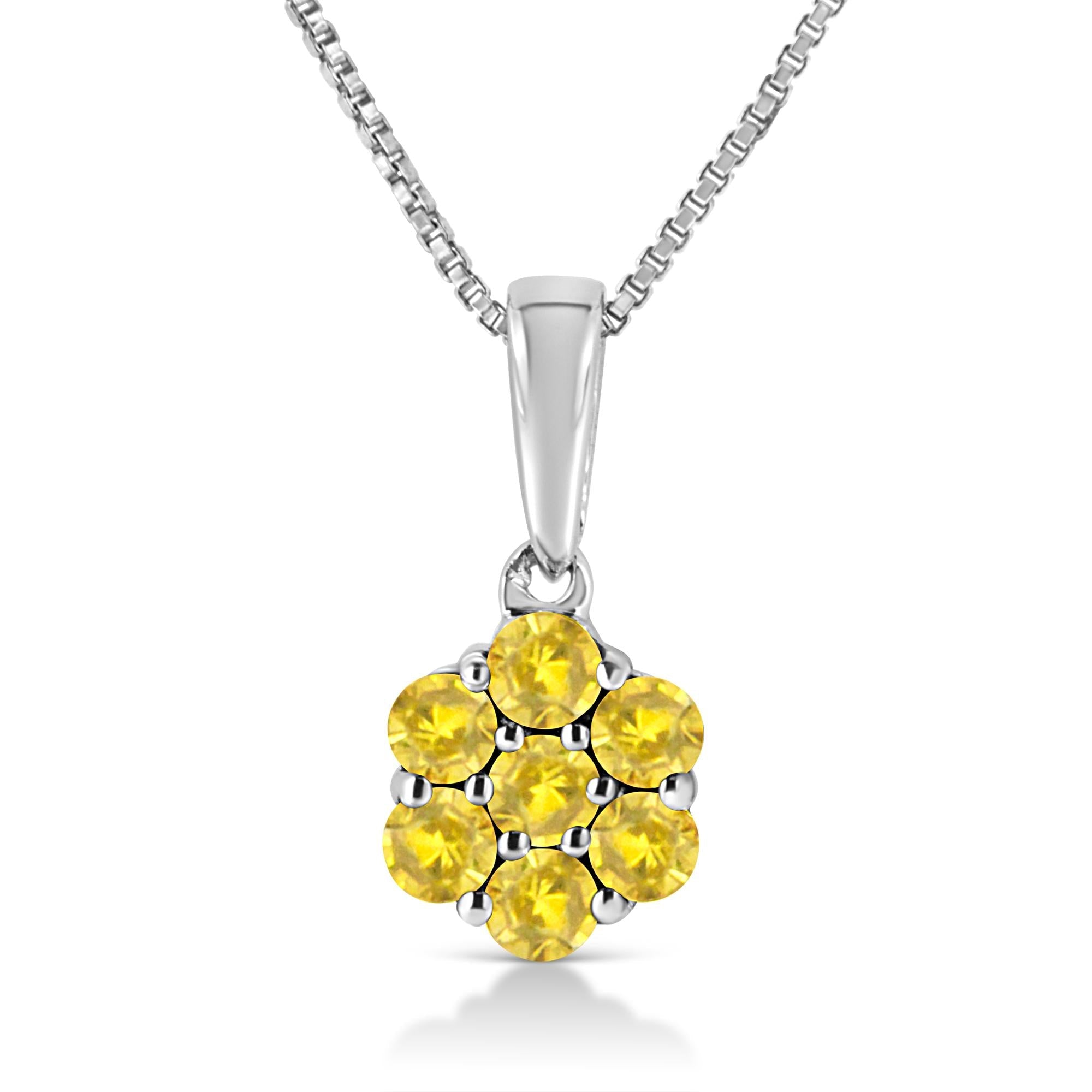 Diamond Floral Cluster Necklace in Sterling Silver (1/2 Cttw, 18”)
