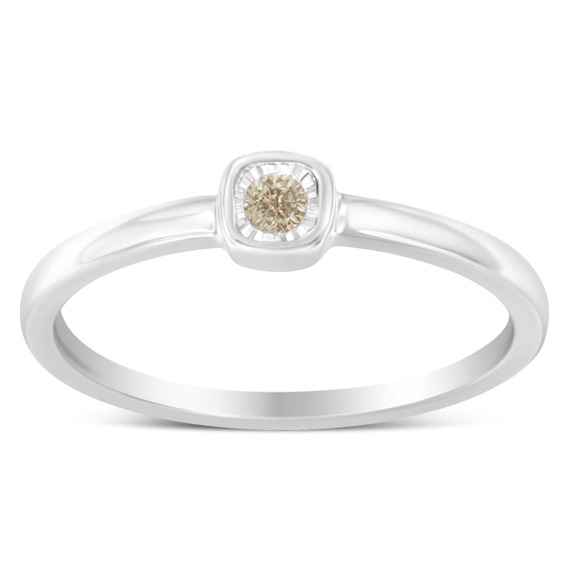 .925 Sterling Silver 1/20 Carat Diamond Square Cushion-Shaped Miracle Set Petite Fashion Promise Ring (J-K Color, I1-I2
