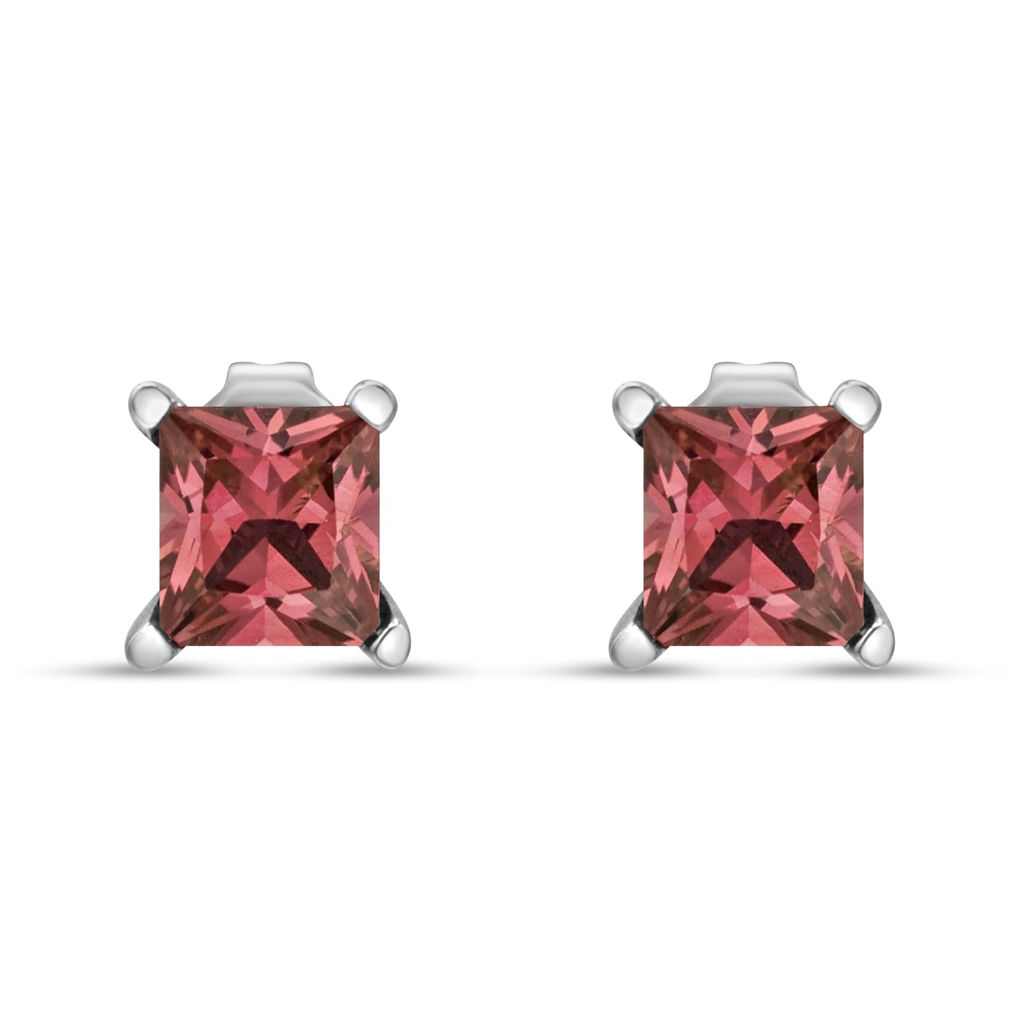 14K White Gold Lab-Grown Pink Princess Diamond Stud Earrings (VS2-SI1)