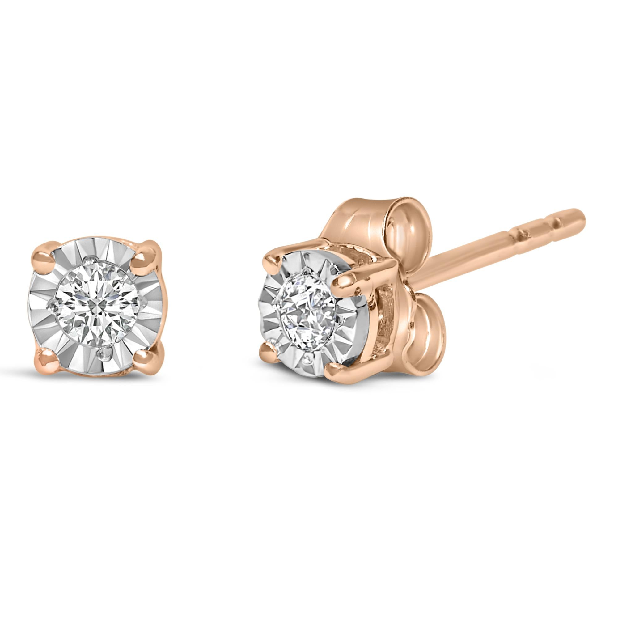 .925 Sterling Silver 1/10 Cttw Round Brilliant-Cut Lab Grown Diamond Miracle-Set Stud Earrings (F-G Color, VS1-VS2 Clari