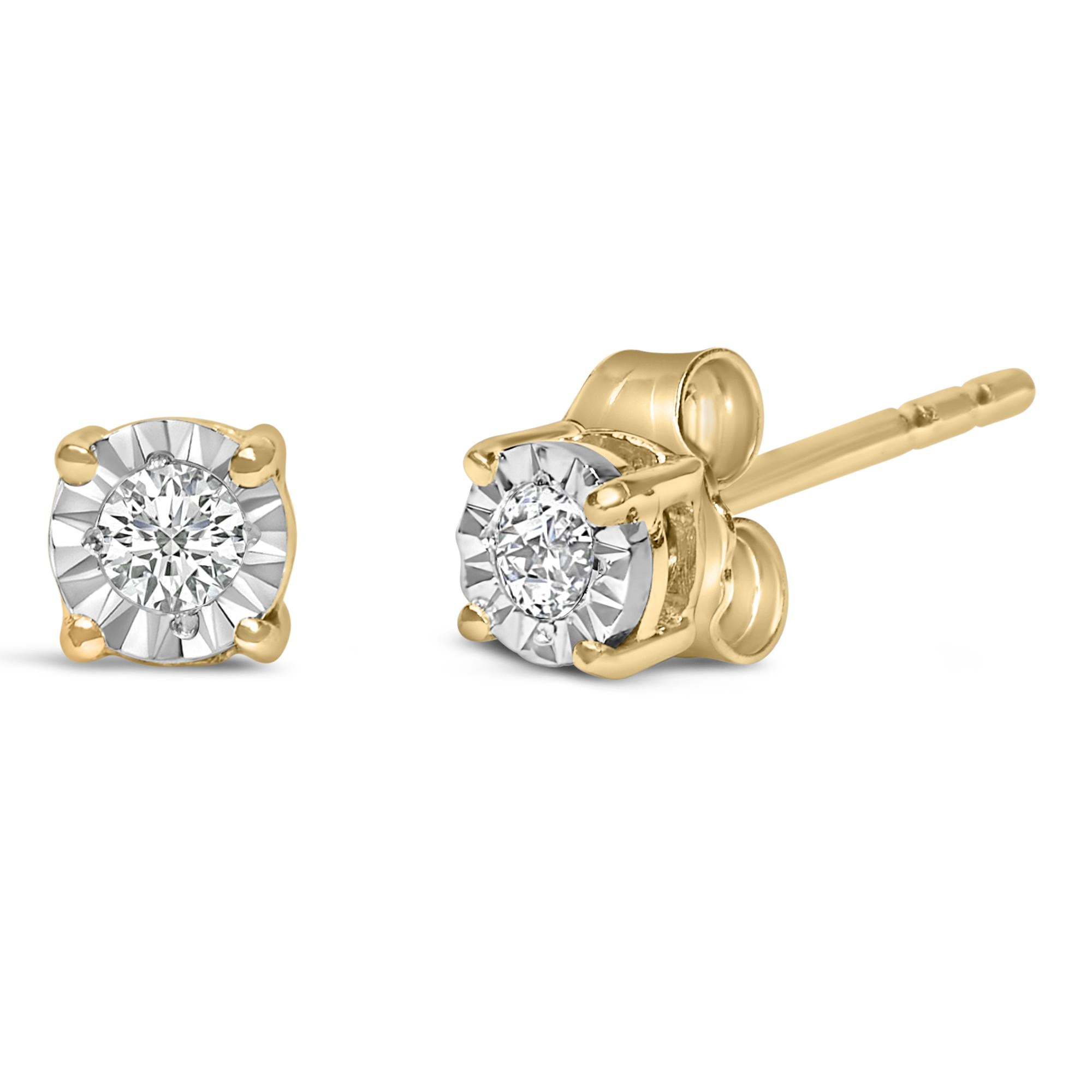 .925 Sterling Silver 1/10 Cttw Round Brilliant-Cut Lab Grown Diamond Miracle-Set Stud Earrings (F-G Color, VS1-VS2 Clari