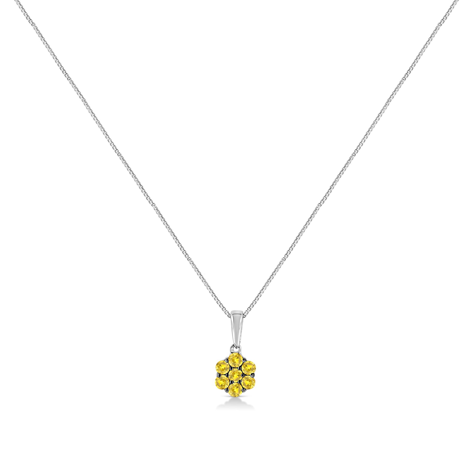 Diamond Floral Cluster Necklace in Sterling Silver (1/2 Cttw, 18”)