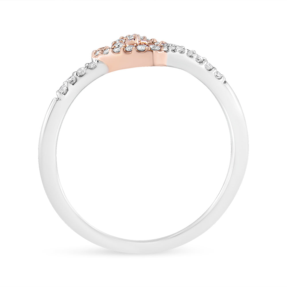 14K Rose Gold Plated and White .925 Sterling Silver 1/5 Cttw Round-Cut Diamond Open Heart Promise Ring (I-J Color, I2-I3