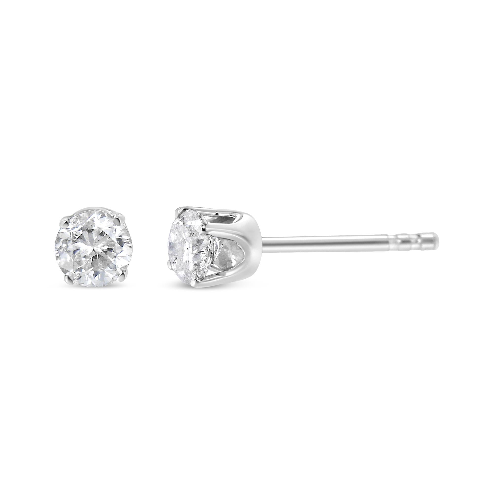 14K White Gold 5/8 Cttw Round Brilliant-Cut Lab Grown Diamond Classic 4-Prong Push Back Stud Earrings (F-G Color, VS1-Vs