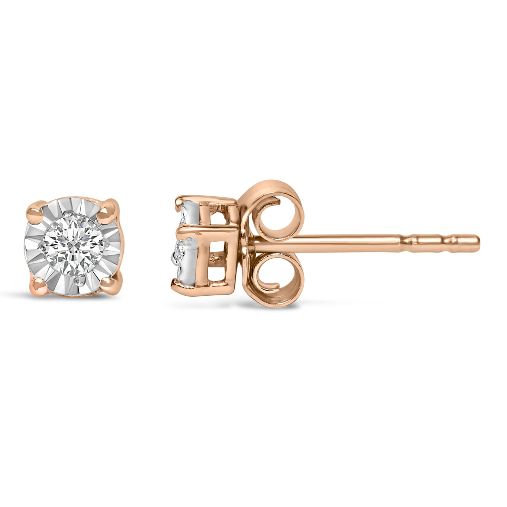 .925 Sterling Silver 1/10 Cttw Round Brilliant-Cut Lab Grown Diamond Miracle-Set Stud Earrings (F-G Color, VS1-VS2 Clari