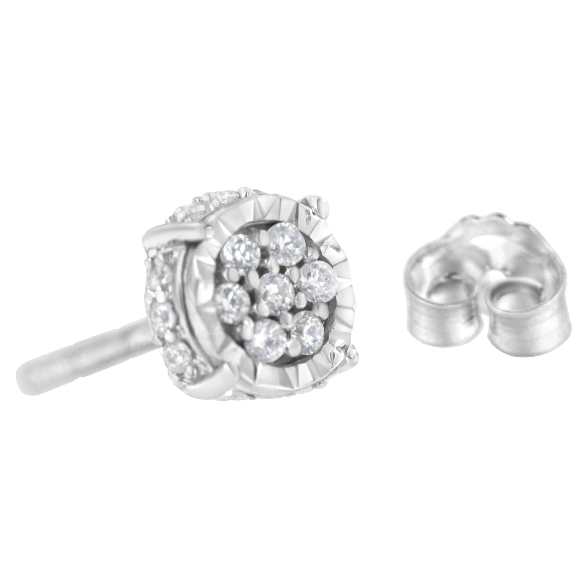.925 Sterling Silver 1/3 Cttw Round-Cut Diamond Floral Stud Earring (I-J Clarity, I3 Color)