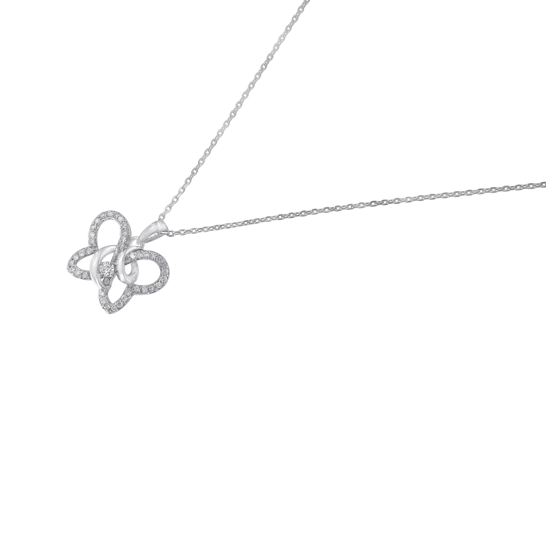 Diamond Butterfly Pendant Necklace 1/4 Cttw in .925 Sterling Silver 18”