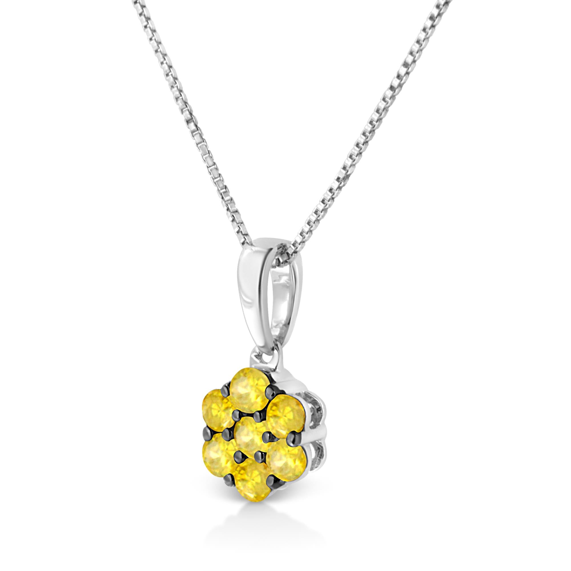 Diamond Floral Cluster Necklace in Sterling Silver (1/2 Cttw, 18”)