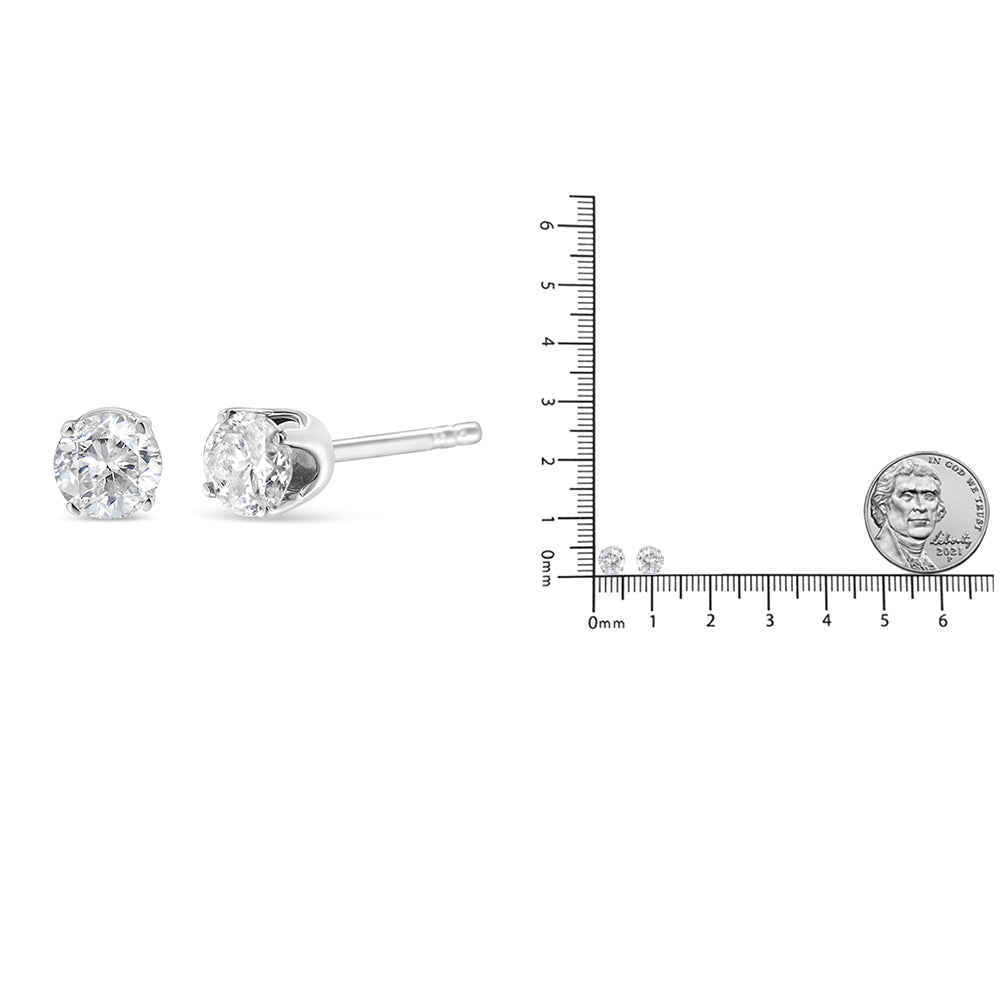 .925 Sterling Silver 4-Prong Round-Cut "Salt and Pepper" Diamond Classic Stud Earrings (I-J Color, I3 Clarity)