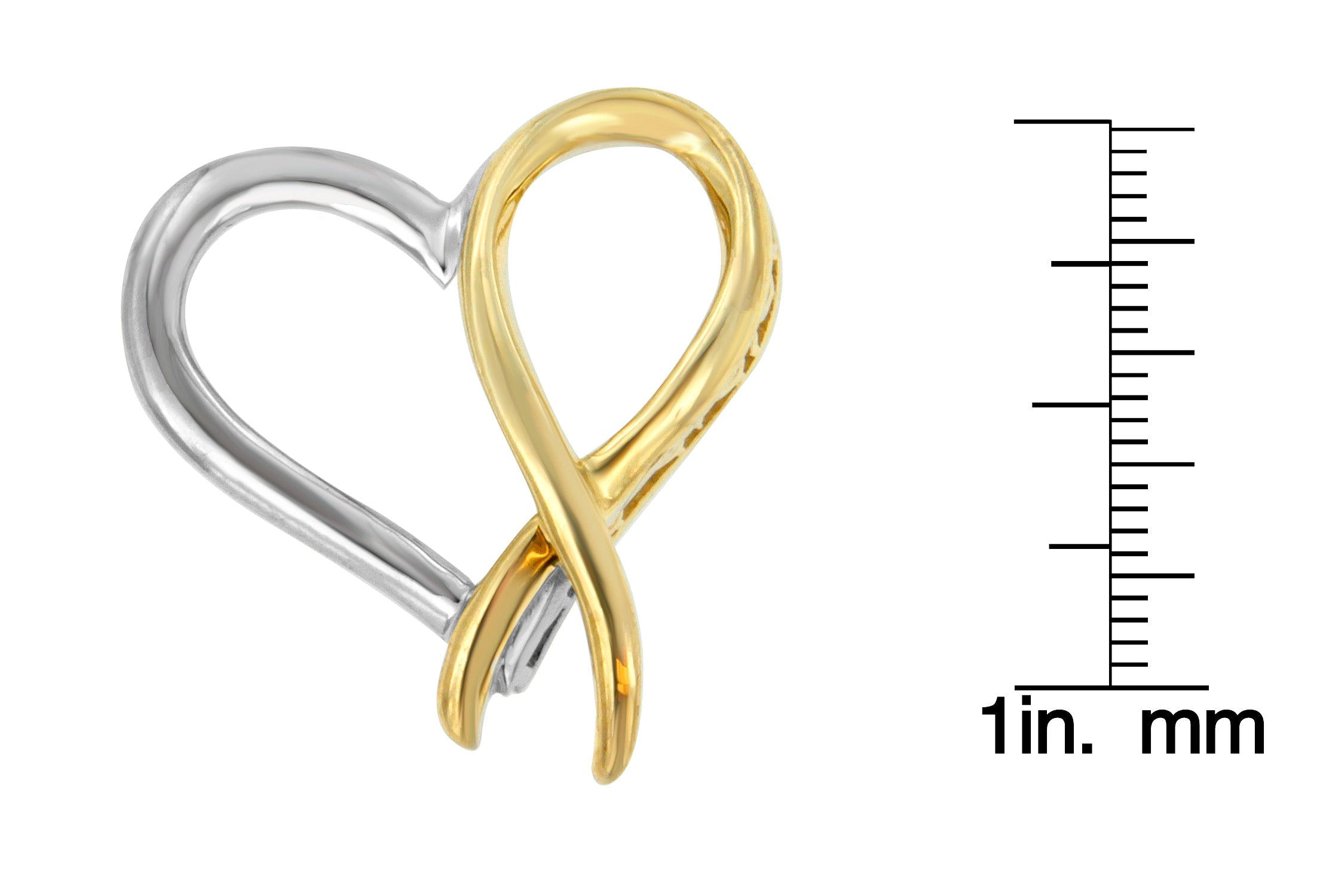 Two-Tone .925 Sterling Silver Heart-Shaped Pendant Necklace